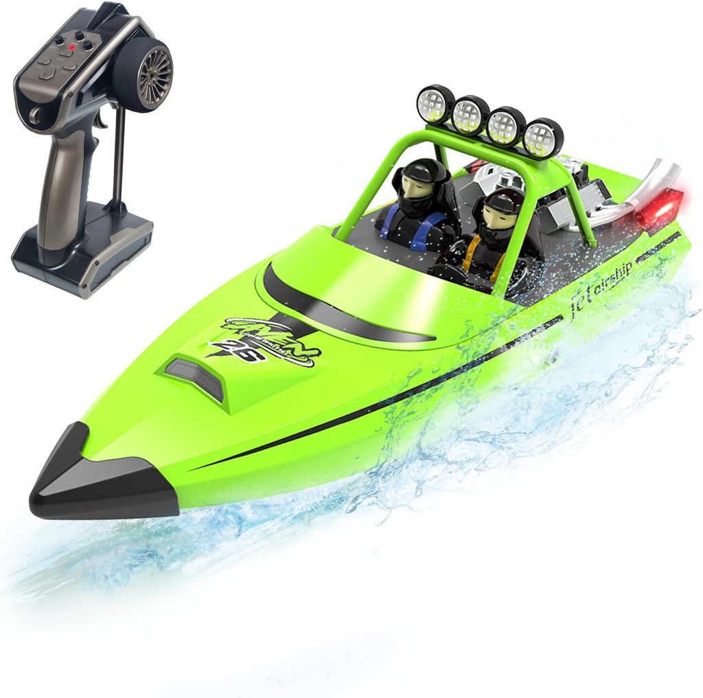Barco RC para niños y adultos, barcos de control remoto de 2.4 GHz con luz LED para piscina, lagos, agua, 20 MPH de carreras de velocidad rápida, barco de juguete para niños y niñas, 2 baterías