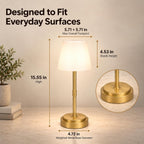 Lámpara Lámpara de mesa LED inalámbrica recargable, lámpara de ducha IP65, dorado