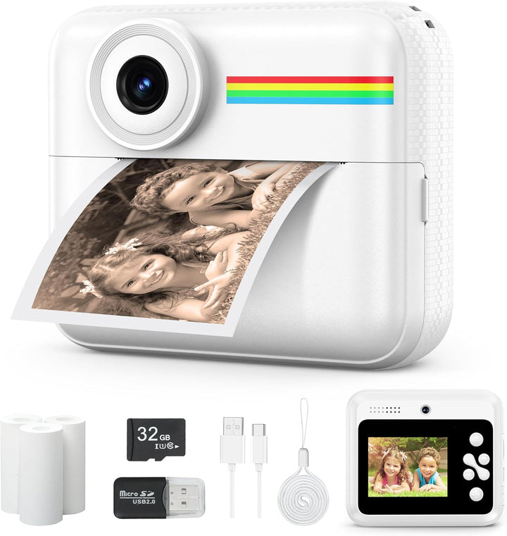 Cámara para niños, impresión de fotos instantánea, cámaras duales d...