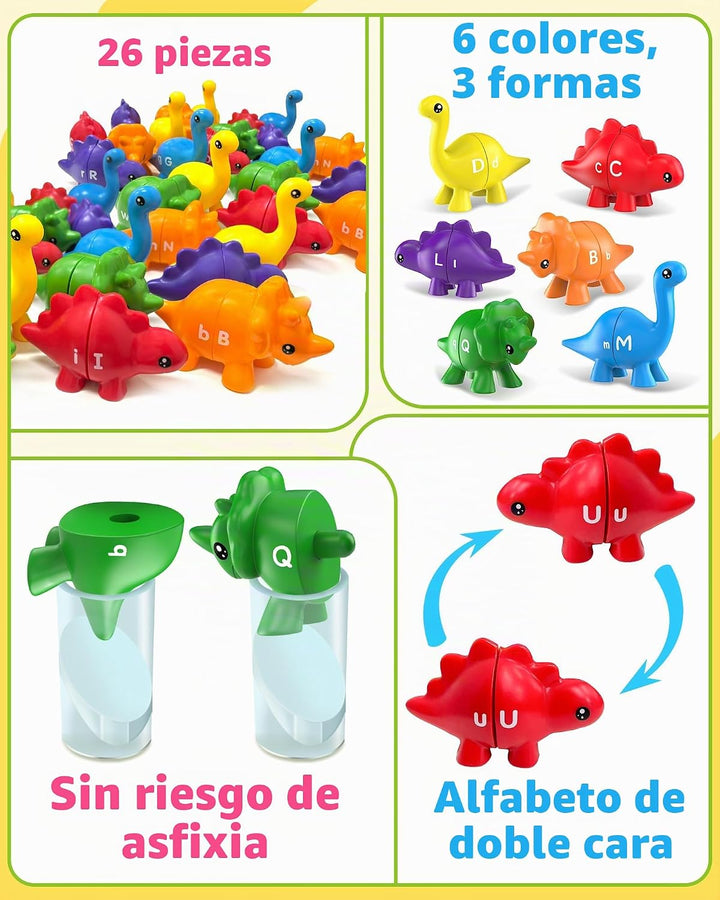 Walenty 26 piezas de juguetes de aprendizaje del alfabeto de dinosa...