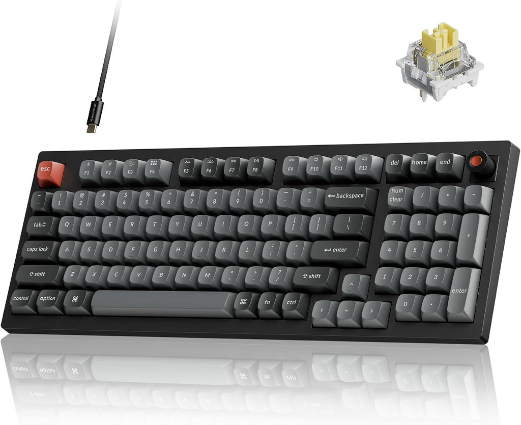 Keychron V5 8K 96% teclado mecánico con cable, frecuencia de sondeo de 8000 Hz QMK teclado programable intercambiable en caliente con Numpad y perilla, retroiluminación RGB, ergonómico para Mac