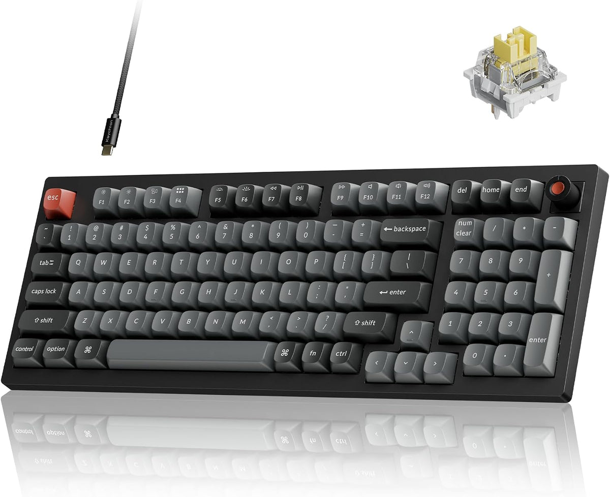 Keychron V5 8K 96% teclado mecánico con cable, frecuencia de sondeo de 8000 Hz QMK teclado programable intercambiable en caliente con Numpad y perilla, retroiluminación RGB, ergonómico para Mac