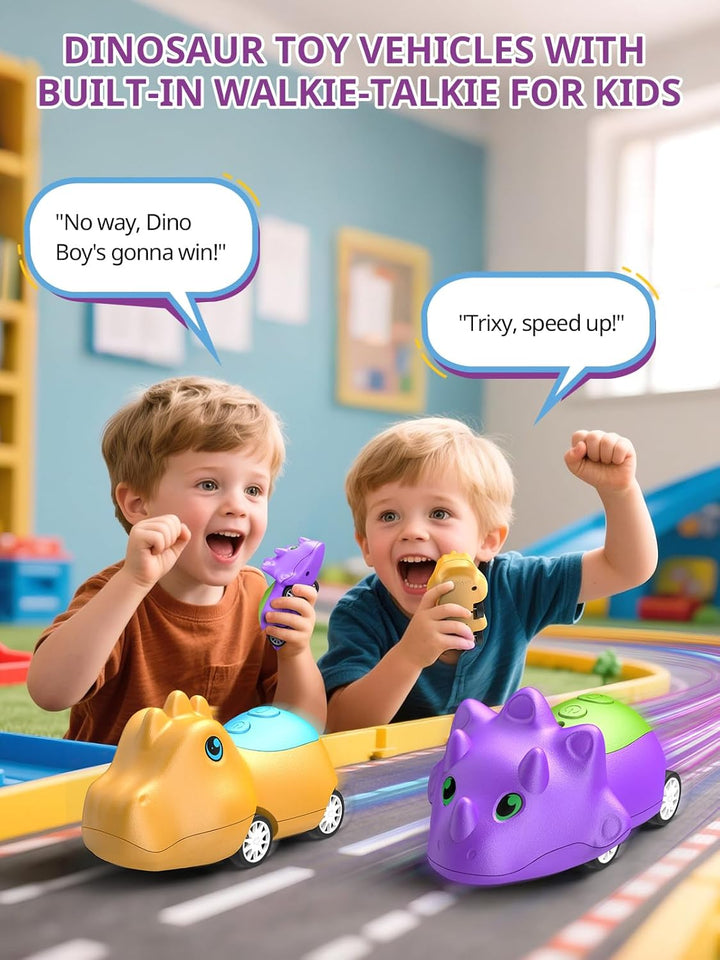 Inspireyes Walkie Talkies para niños, autos de juguete de dinosauri...