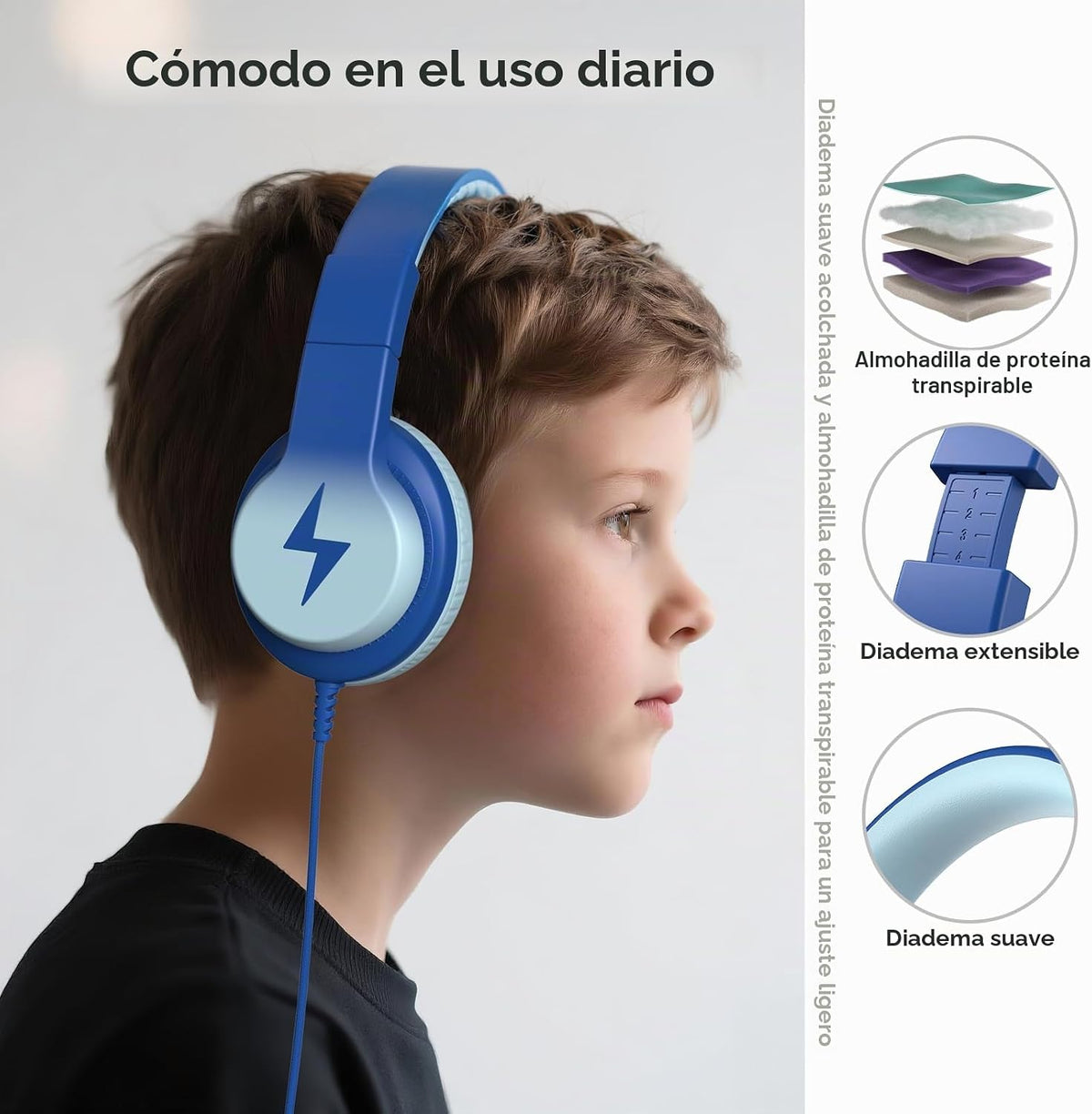 Candy Bila Auriculares con Cable para Niños, Diaódulos para Escuela, Circunaurales para Niños y Niñas