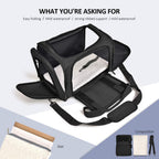 Henkelion Transportador grande para gatos y mascotas de lados suaves para gatos y cachorros de hasta 25 libras - Transportador de viaje plegable e impermeable - Negro