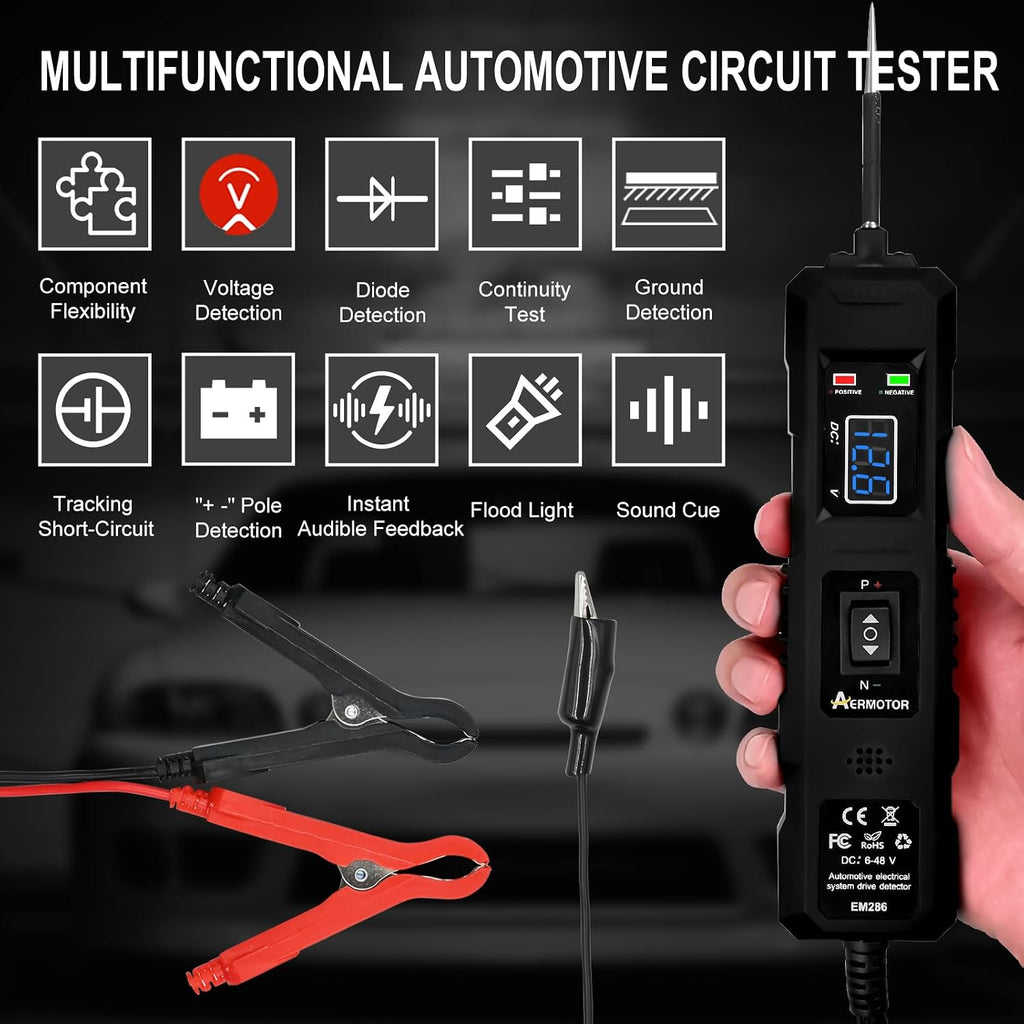 Probador de sonda de circuito de alimentación del coche de 6V-48V DC con