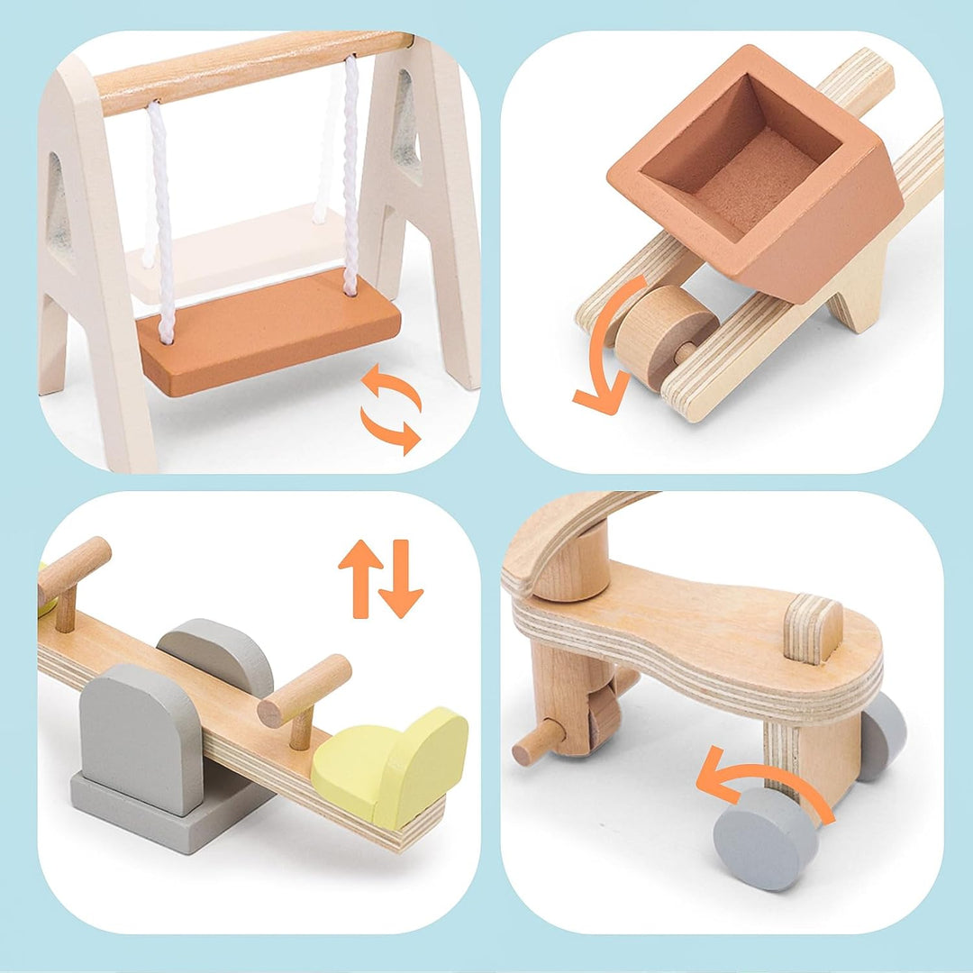 HAPGFS Casa de muñecas de madera, muebles y accesorios para exterio...