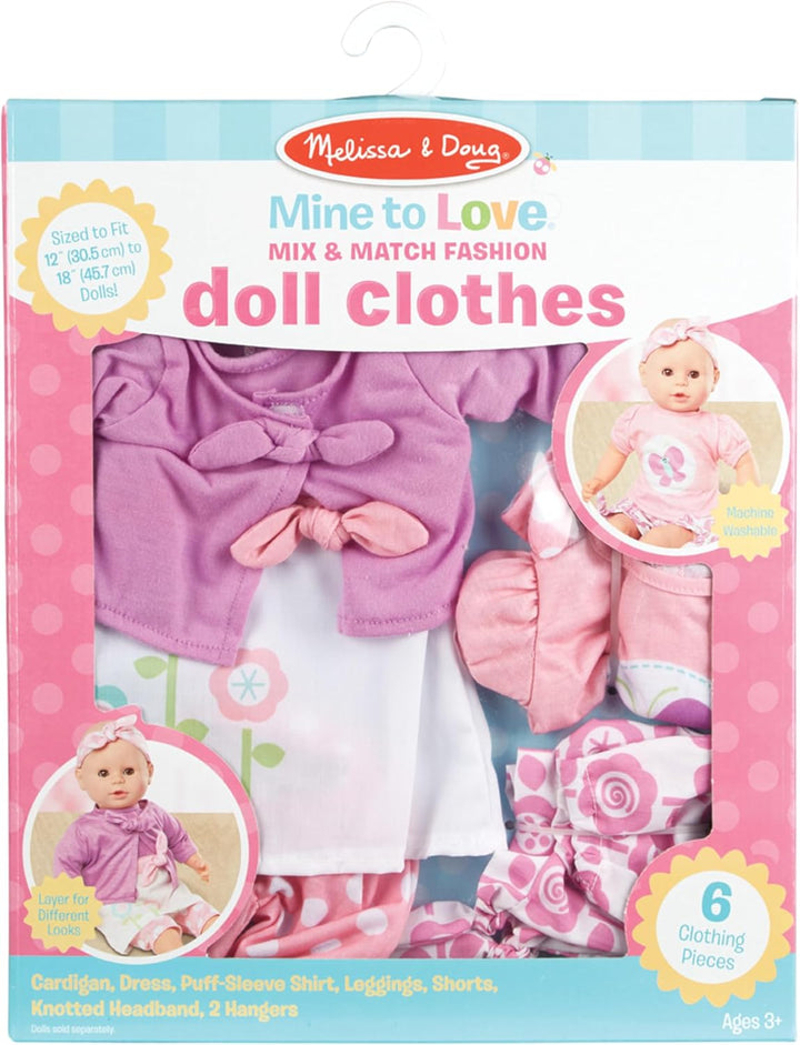 Melissa &amp; Doug Mine to Love Mix &amp; Match - Ropa de muñeca de...