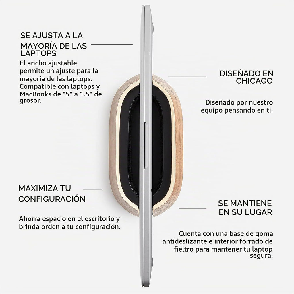 HumanCentric Soporte vertical para laptop en madera de nogal negro, Madera de nogal negra.