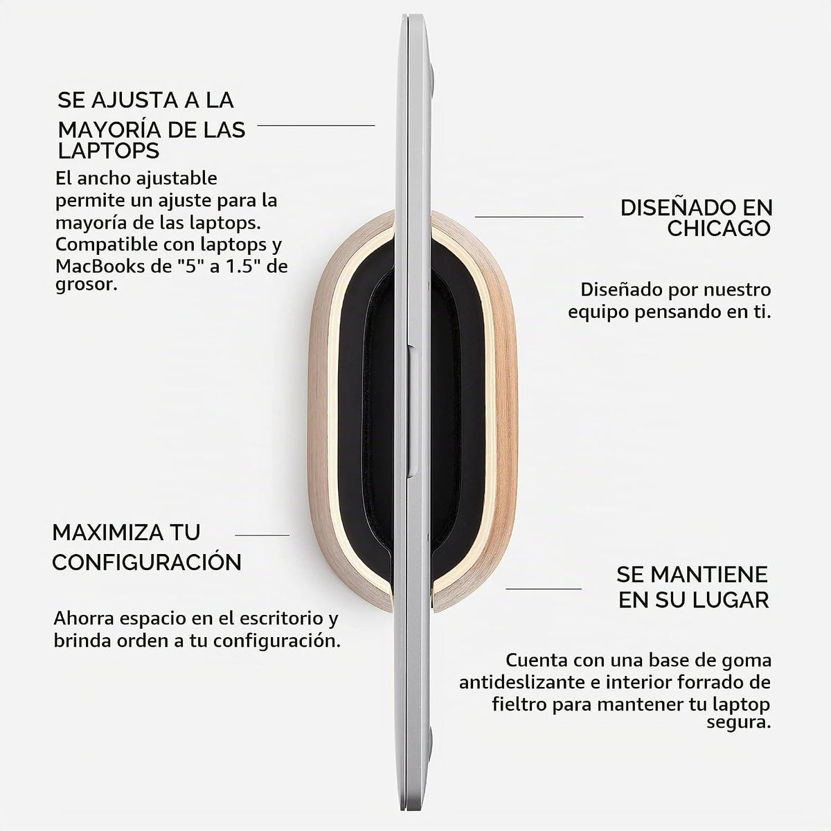 HumanCentric Soporte vertical para laptop en madera de nogal negro,...