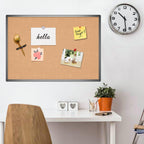 VIZ-PRO Tablero de anuncios de corcho, 36 x 24 pulgadas, tablero de anuncios de corcho con marco de aluminio negro