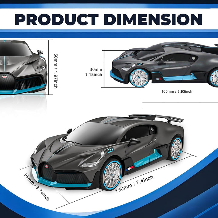 BEZGAR Auto de control remoto Bugatti para niños - 1:24 Autos RC Bu...