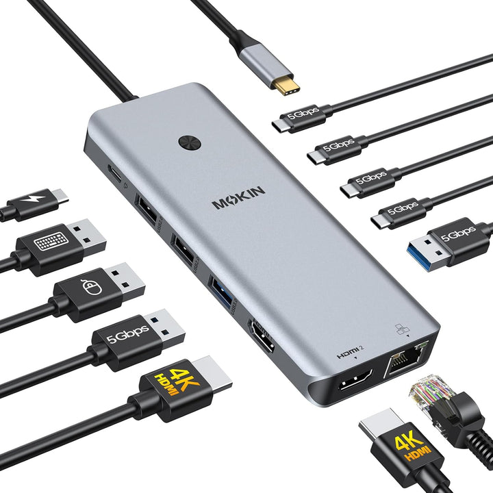 MOKiN Estación de acoplamiento USB C Monitor dual 2 HDMI para portá...