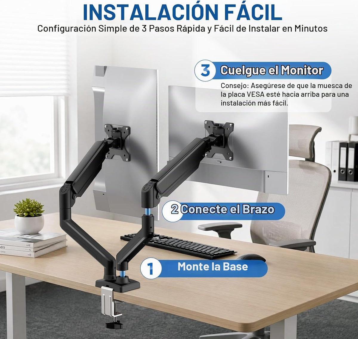 GRIFEMA Soporte de monitor de resorte de gas para 13-32 ″, brazo de monitor
