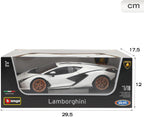 Bburago - Lamborghini Sian FKP 37, 1:18 escala de coche de metal a escala, blanco, 3+