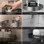 Organizador de ducha esquinero con ventosa, estantes esquineros de ducha sin perforación, organizador de ducha de aluminio mejorado con barra de toalla y ganchos, estante de almacenamiento de baño extraíble (paquete de 3, gris)