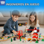 TOY Life Wooden Train Set con Crane, 81-Pc Track, Boys 3-8