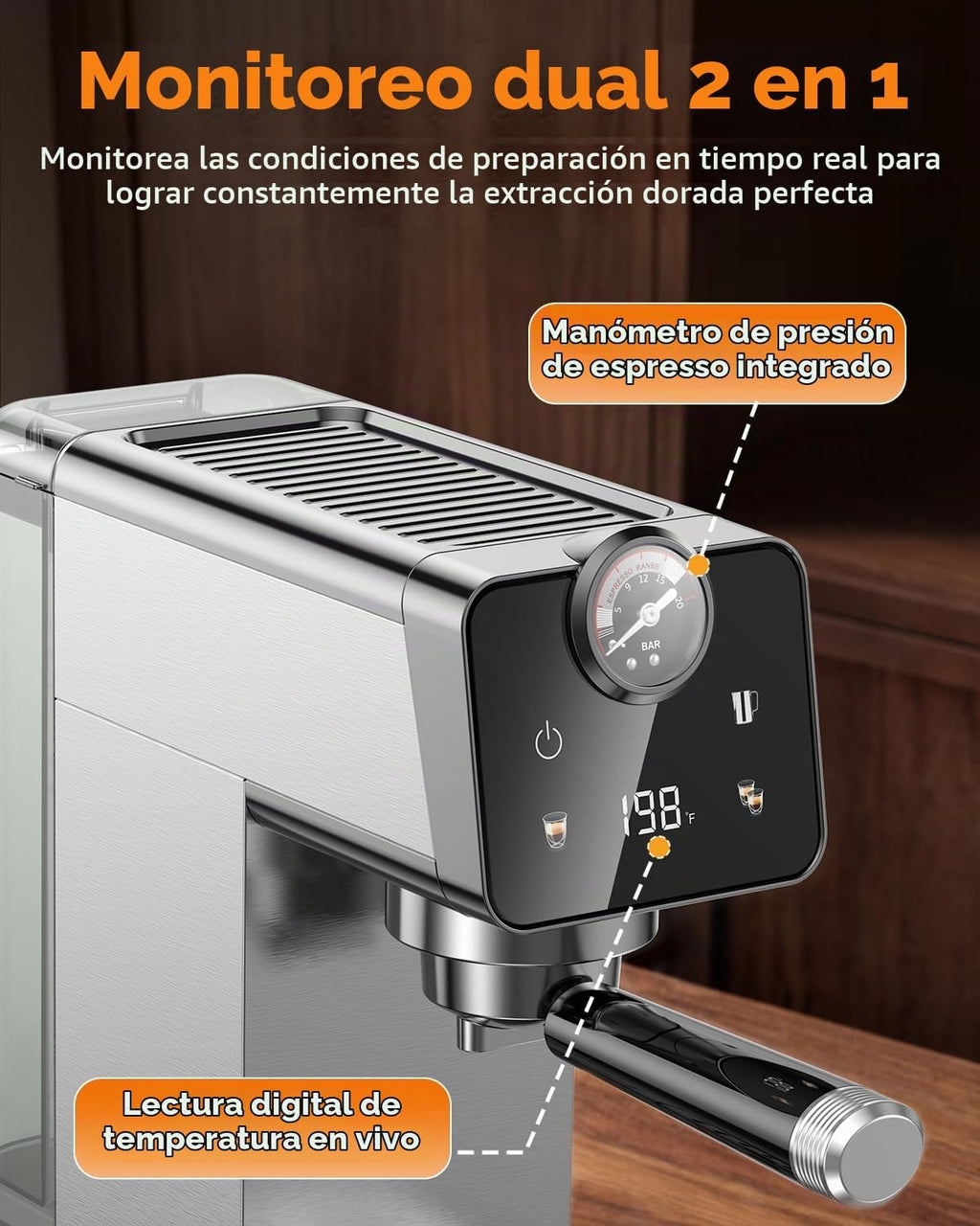 Máquinas de café expreso compactas de 20 barras con espumador de