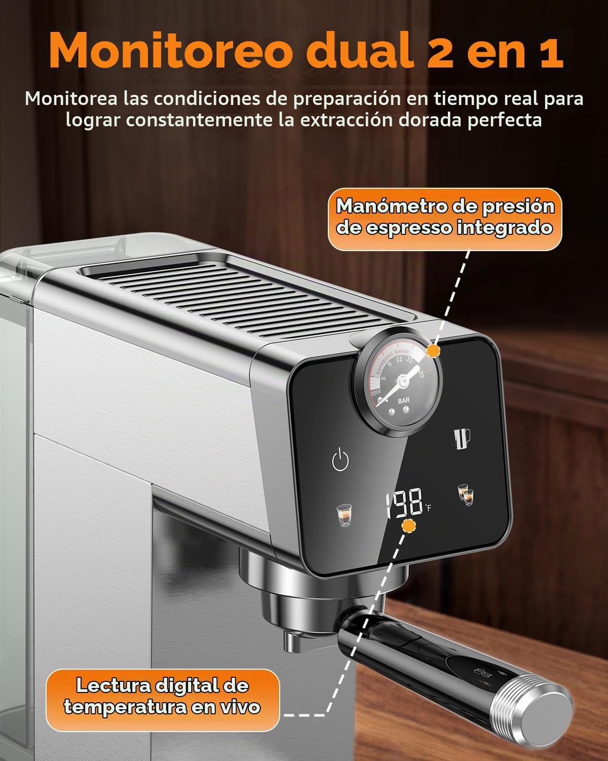 Máquinas de café expreso compactas de 20 barras con espumador de