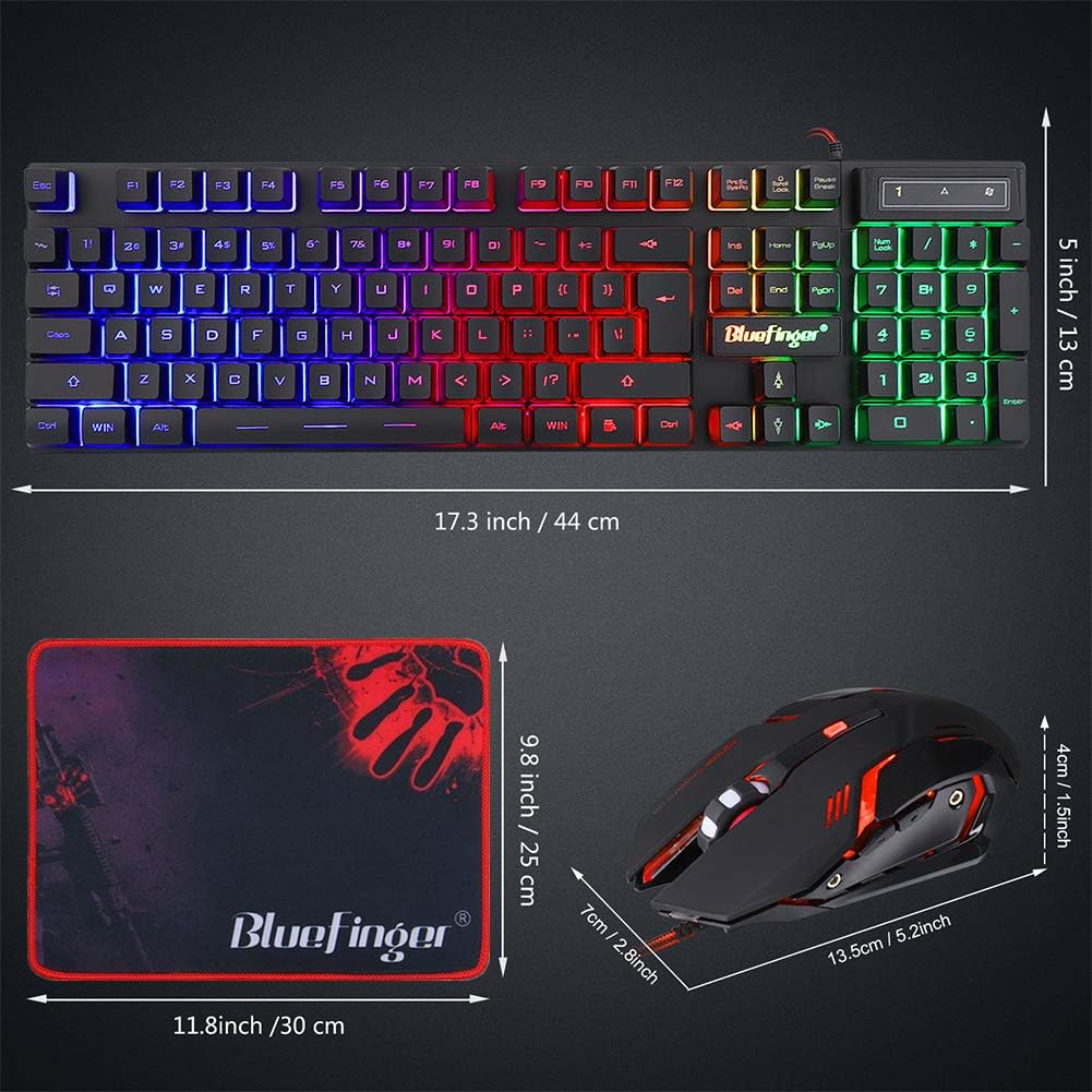BlueFinger Combo de Teclado RGB para Juegos y Ratón Retroiluminado,...