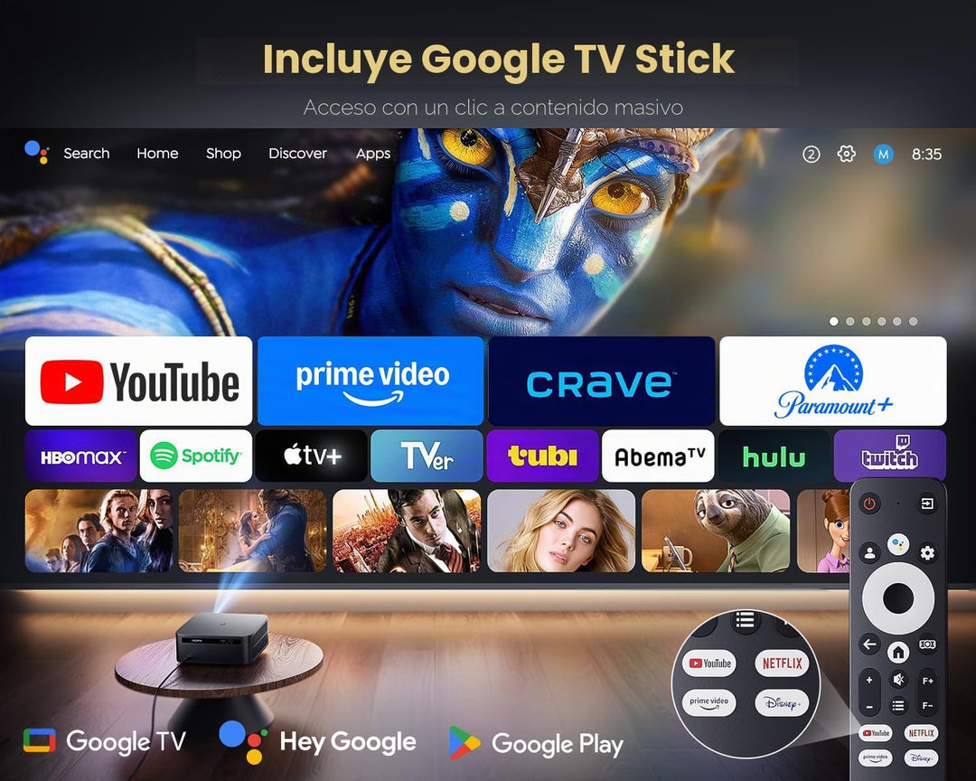 Proyector inteligente con WiFi 6 y Bluetooth de [1500 ANSI\/Google...