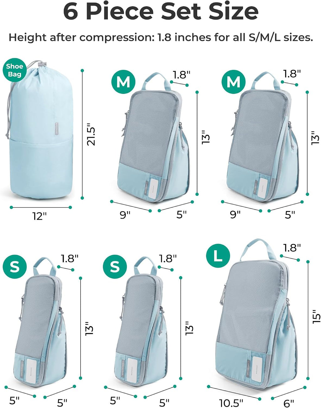 BAGSMART Cubos de compresión para artículos esenciales de viaje