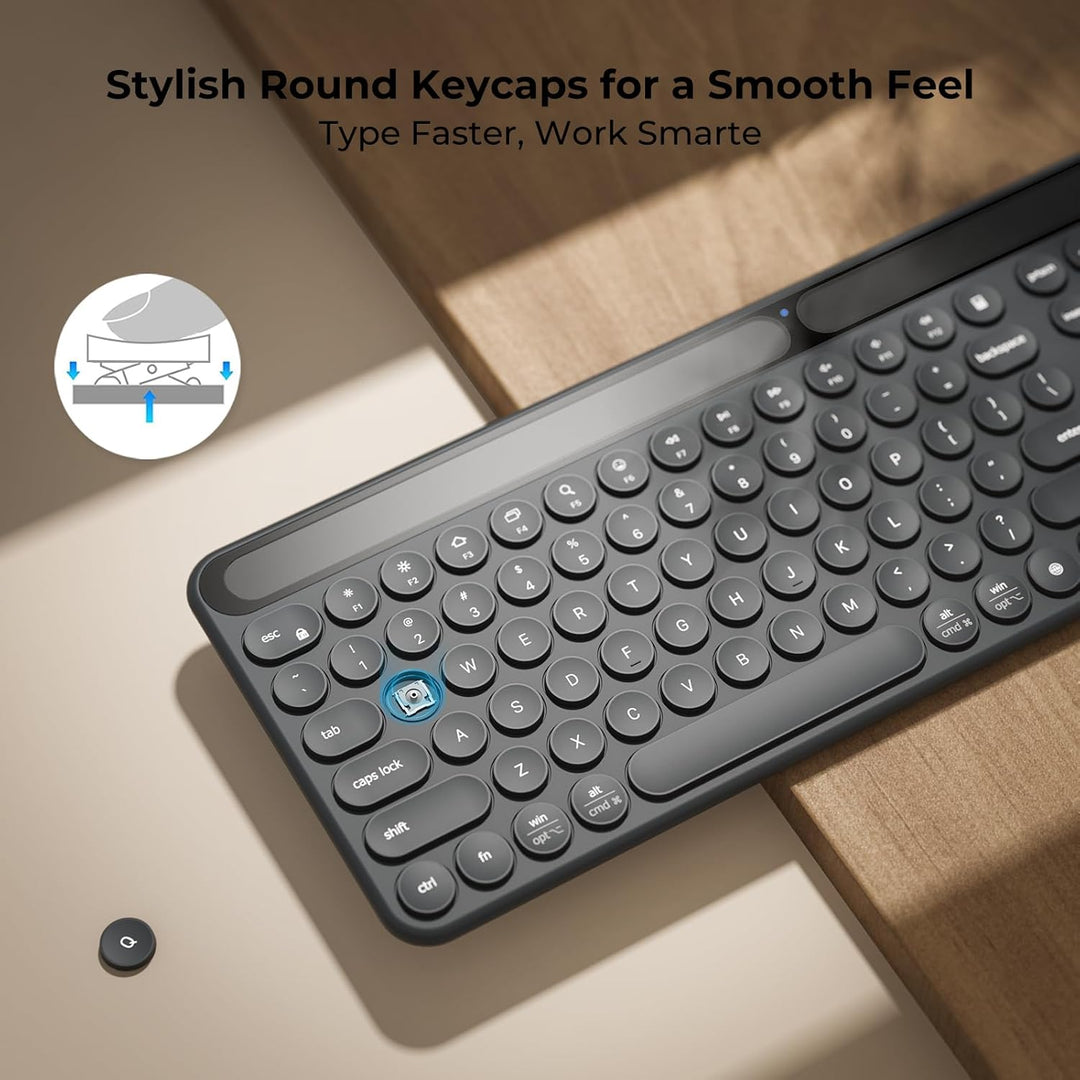 iClever Teclado Bluetooth solar, teclado inalámbrico con carga de l...