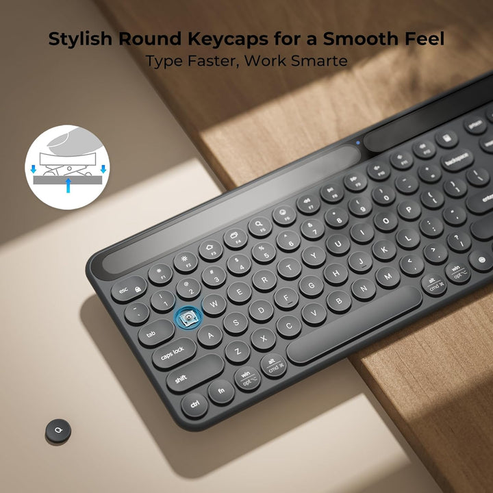 iClever Teclado Bluetooth solar, teclado inalámbrico con carga de l...