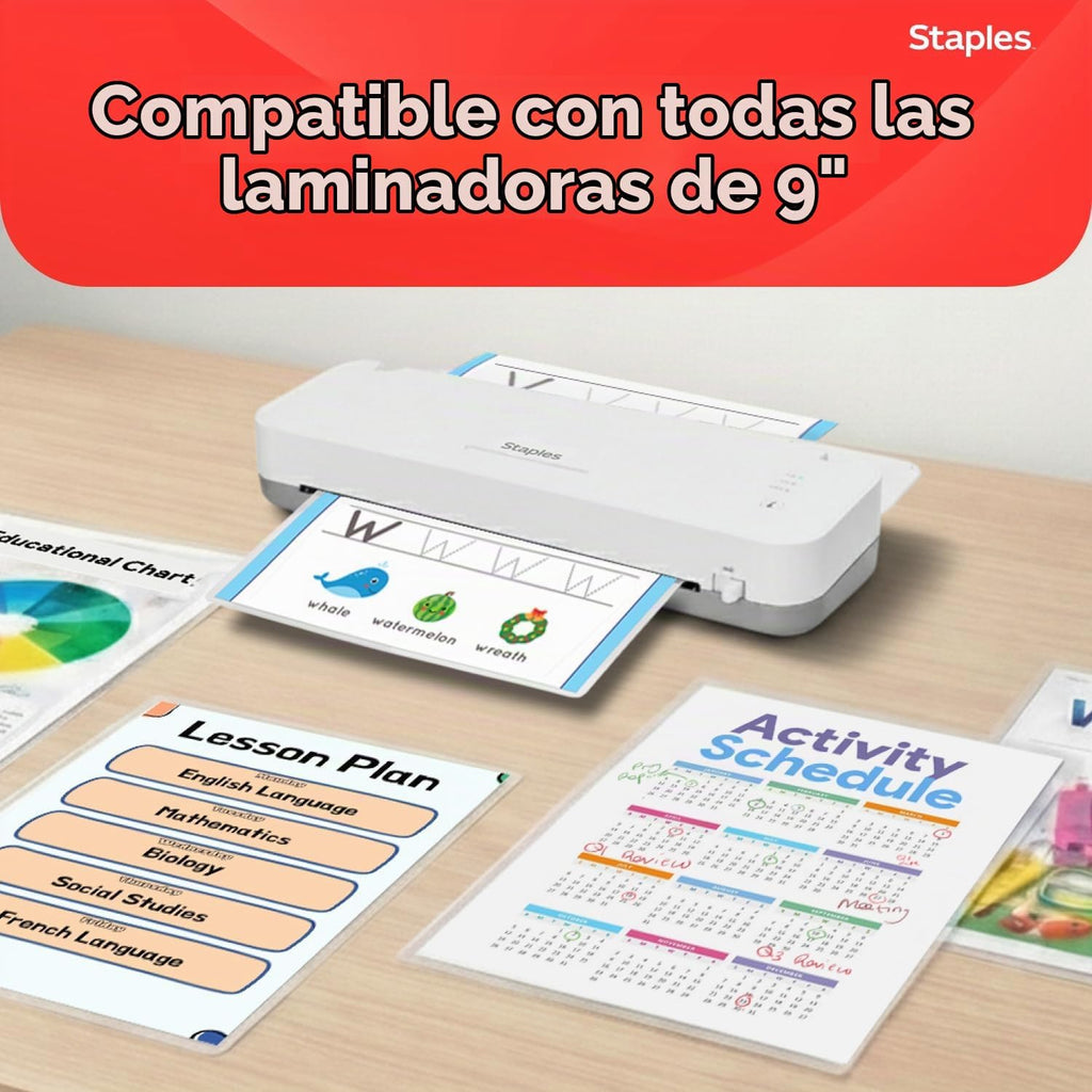 Staples Bolsas de laminación térmica, tamaño carta, 3 mil, 200/paquete
