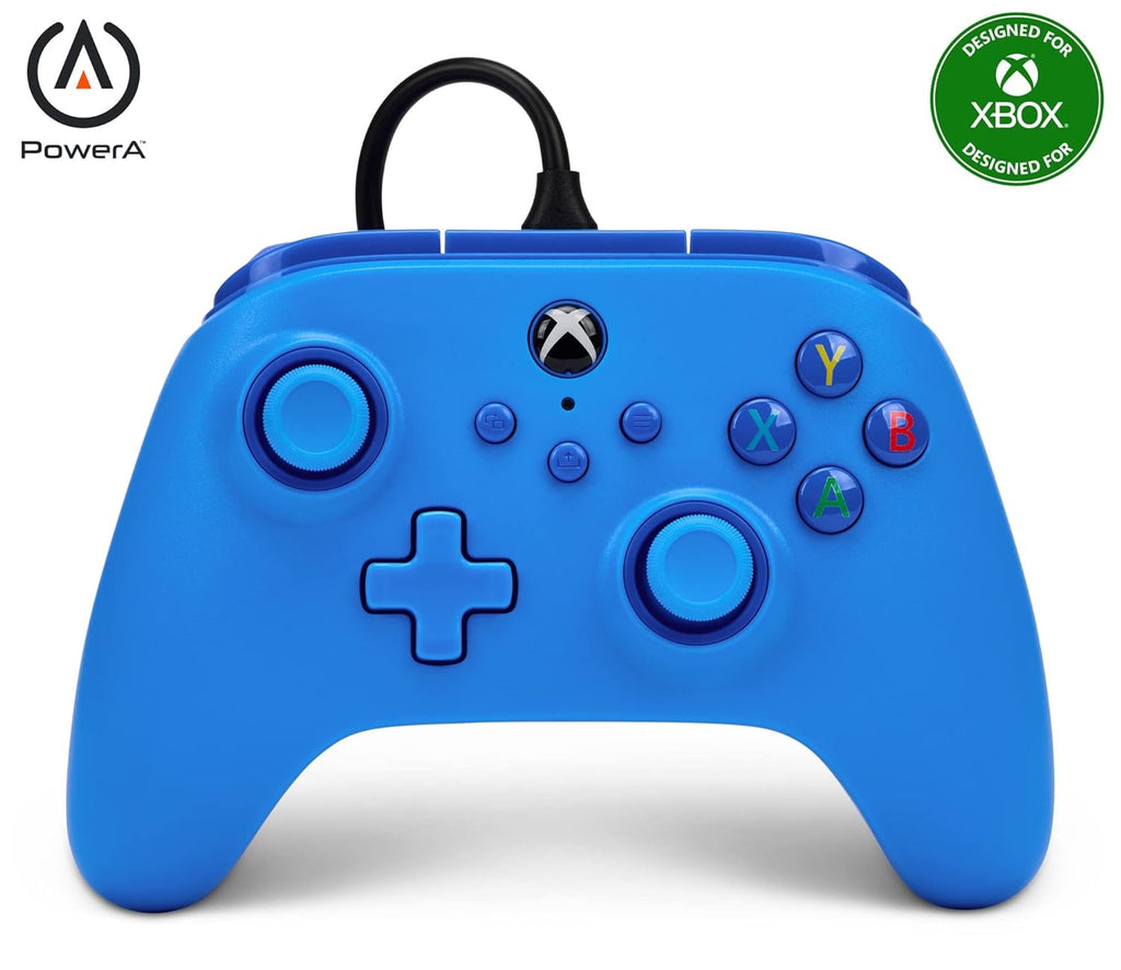 Mando con cable PowerA para Xbox Series X|S - azul, gamepad, controlador de videojuegos, compatible con Xbox One, Licenciado oficialmente