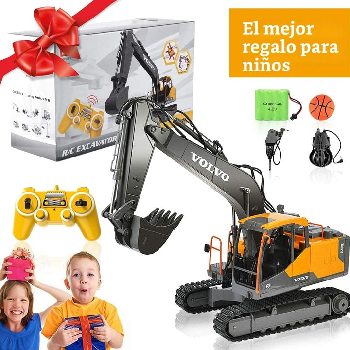DOUBLE E Volvo Excavadora RC de 17 canales 3 en 1, juguetes de cons...