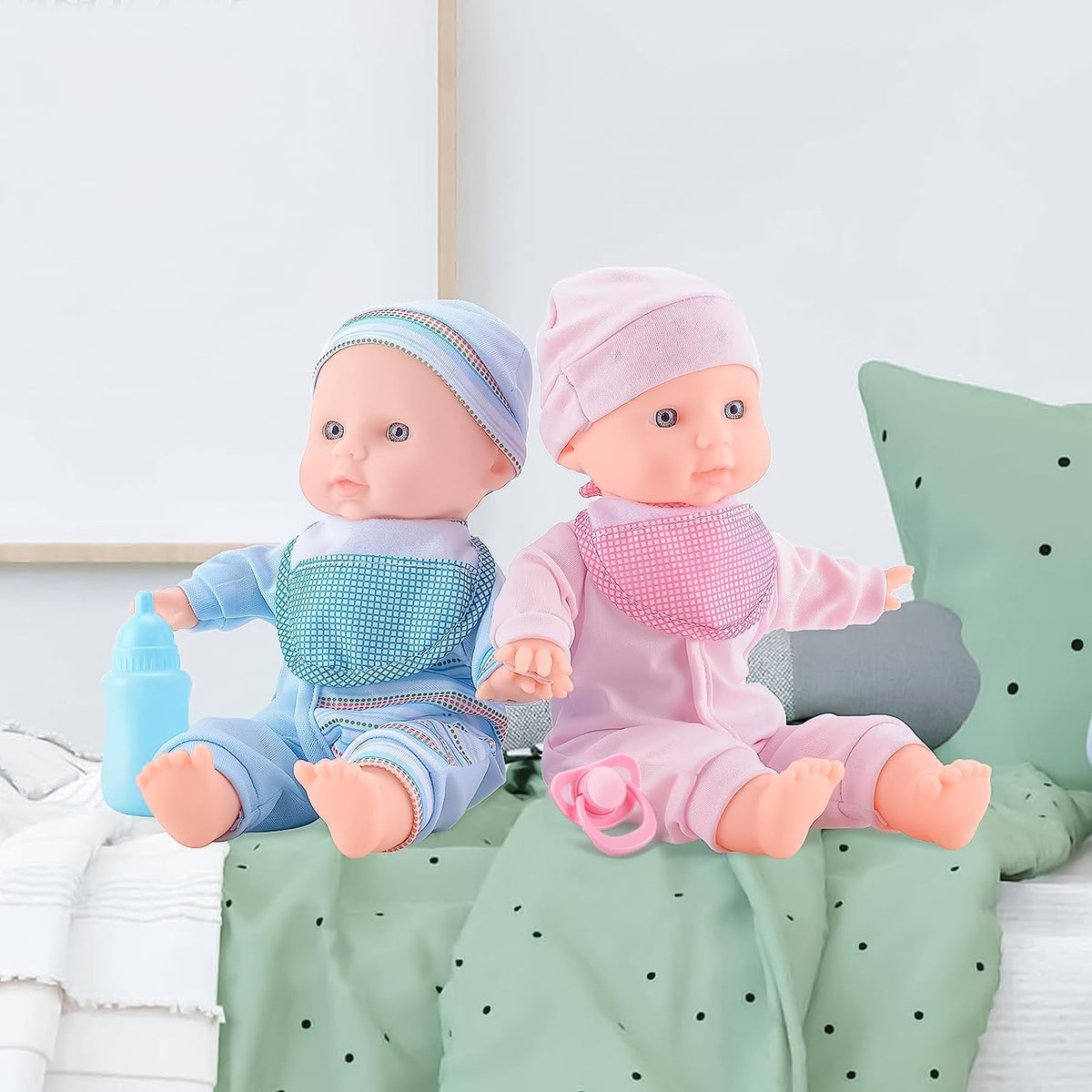 SMILESSKIDDO Twin Baby Dolls - 12 inch Two Soft Body Baby Doll Set