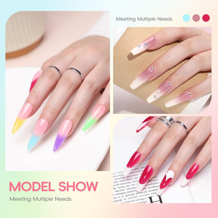 PEACECOLOR Kit de uñas de gel con polvo acrílico de 50 piezas con l...