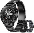WalkerFit Reloj inteligente resistente para hombre, GPS independiente, rastreador táctico con altímetro, brújula, batería de 550 mAh, AMOLED de 1.43 pulgadas, cuerpo de metal, resistente al agua 5 ATM