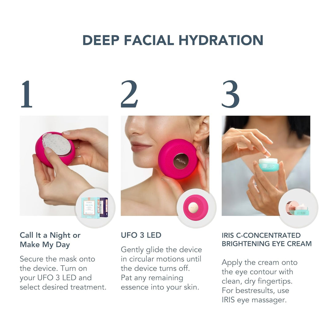 FOREO Hydrate &amp; Brighten UFO - Juego de 3 luces LED, dispositiv...