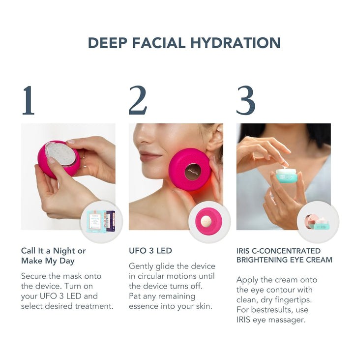 FOREO Hydrate &amp; Brighten UFO - Juego de 3 luces LED, dispositiv...