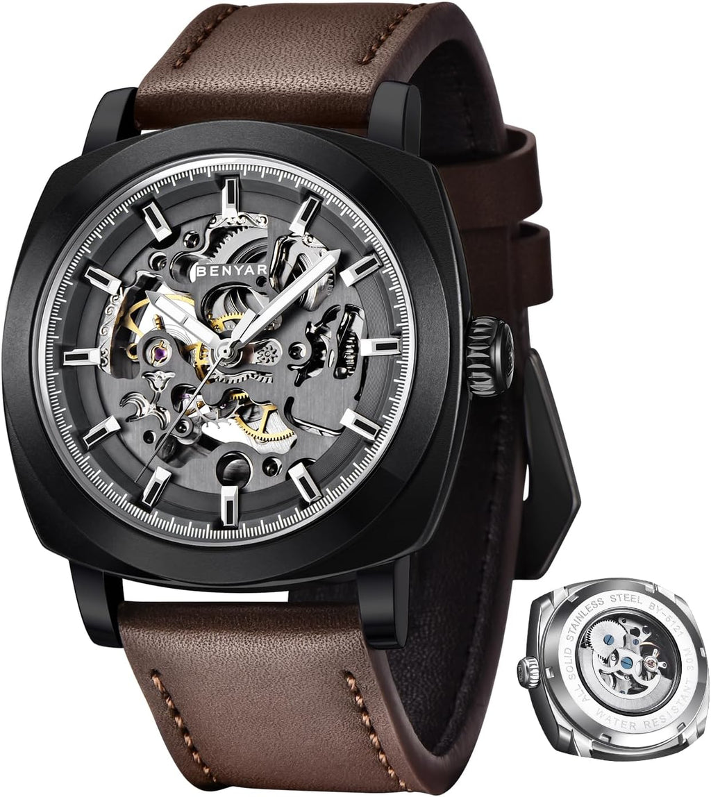 BENYAR Reloj Automático Mecánico de Esqueleto para Hombre de Vestir