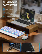 Teclado y mouse inalámbricos, máquina de escribir retroiluminada co...