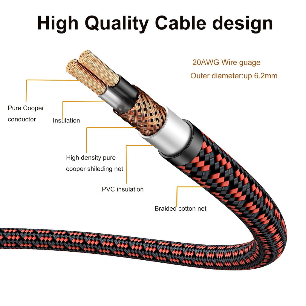 Audiophile - Cable de audio auxiliar de cobre de alta pureza, macho de 0.138 in a macho de 0.138 in, cable auxiliar de audio estéreo chapado en oro (recto a ángulo recto, 6.6 ft)