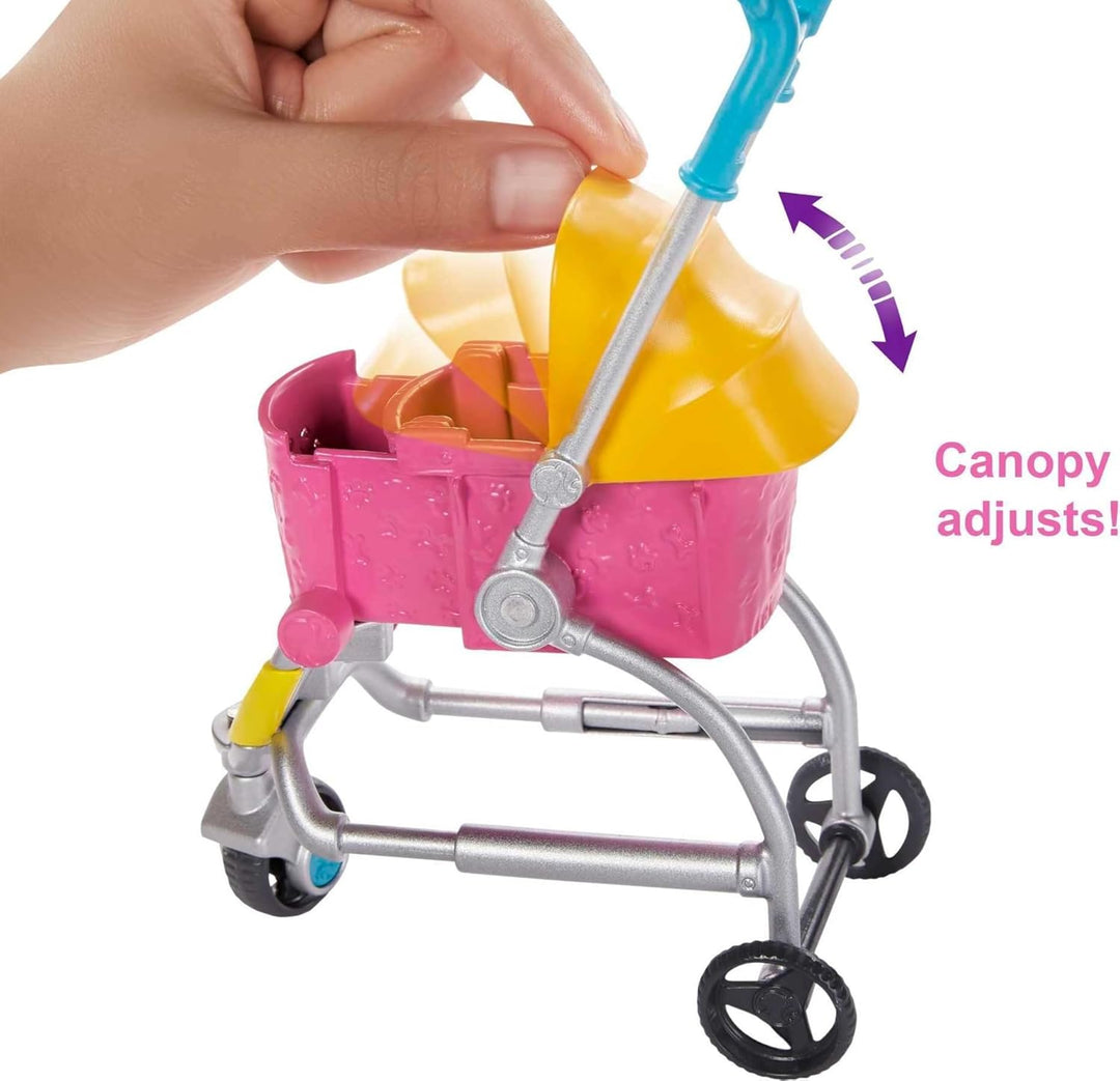 Barbie Muñeca de Paseo de Perros &amp; Accesorios, Juego Stroll &am...