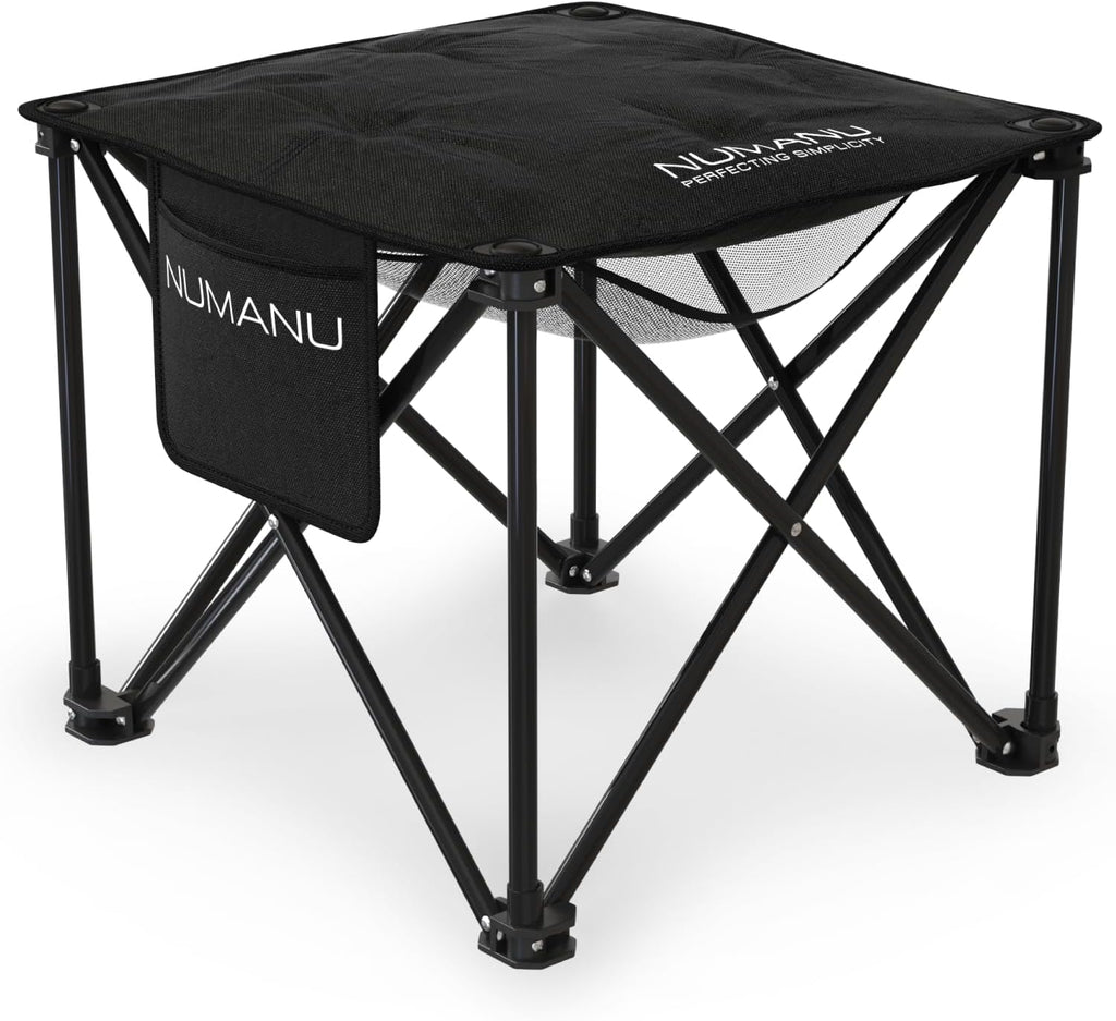 Taburete de campamento plegable acolchado para adultos, reposapiés y