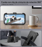 Funda para iPhone 16 con funda de clip para cinturón, 2 protectores de pantalla, protección de grado militar, anticaídas, a prueba de golpes, color negro