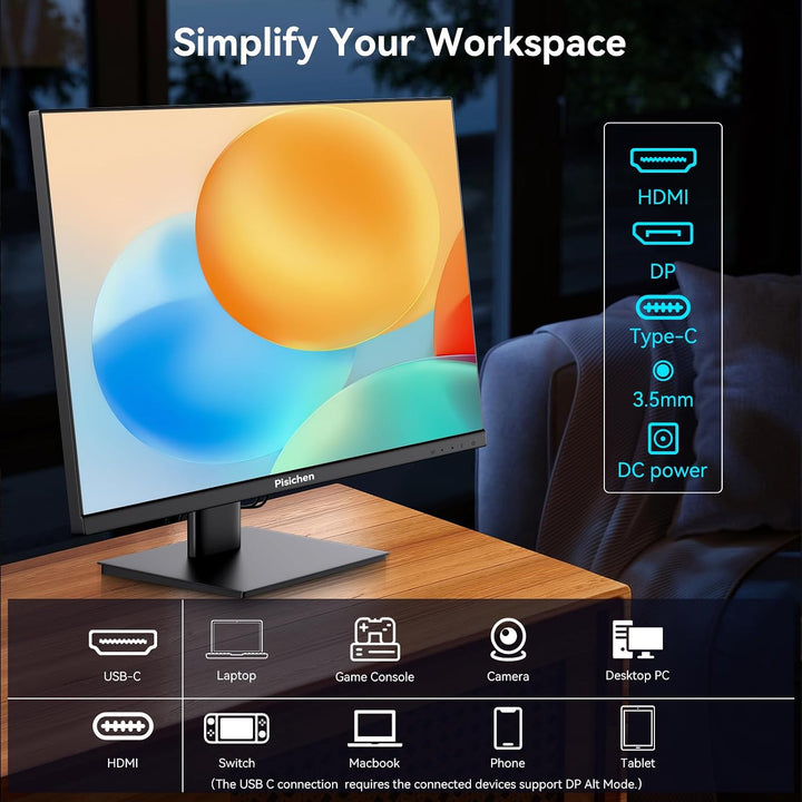 Pisichen Monitor de pantalla táctil 2K 144Hz 23.8 pulgadas QHD 2560...