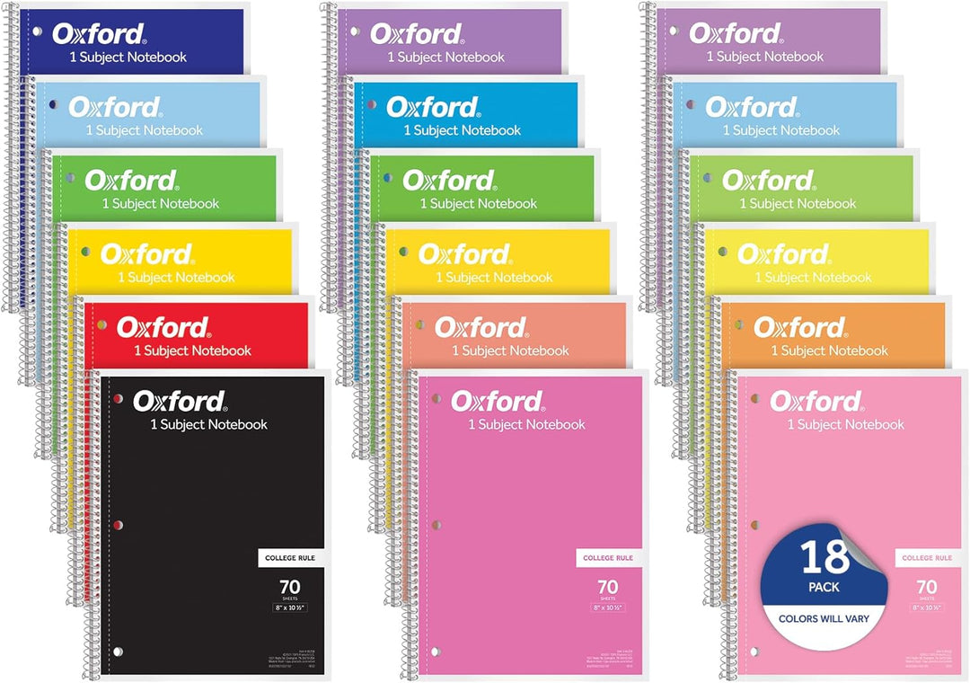 Oxford Cuadernos de espiral paquete a granel de 18