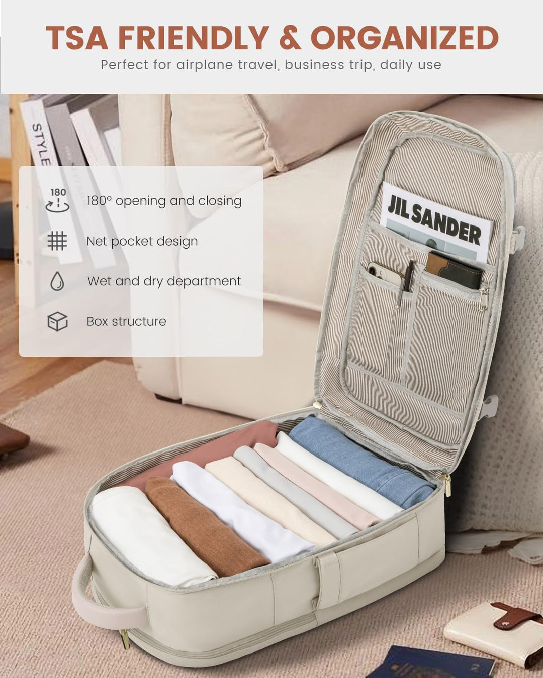 LOVEVOOK Mochila de viaje para mujer y hombre, Beige, Mochilas de v...