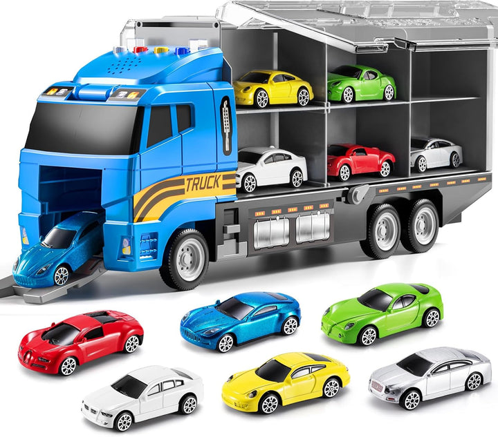 TEMI - Juego de transportador de autos de juguete con tapete de jue...
