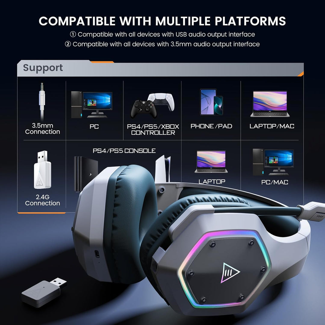 EKSA E1000WT Wireless Gaming Headset,2.4GHz USB Gaming Headphones w...