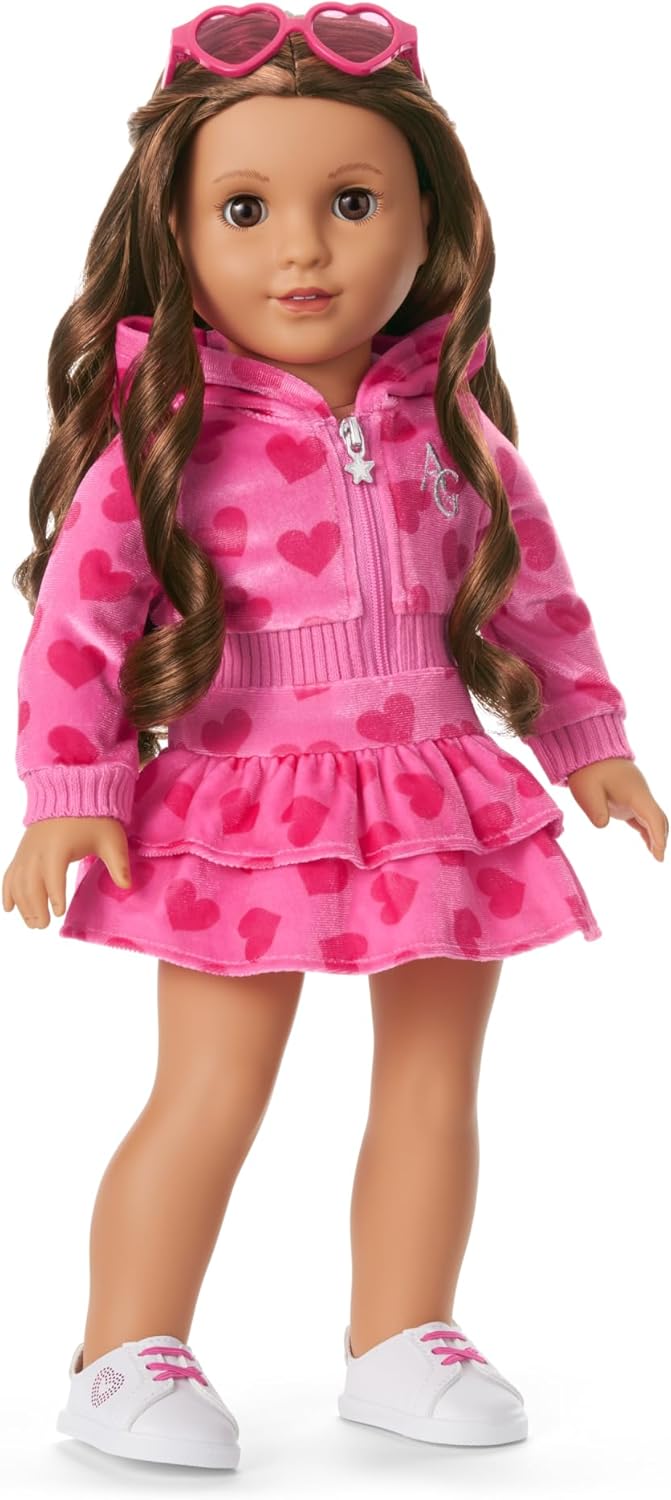 American Girl, Truly Me, vestido con capucha de corazones rosas con...
