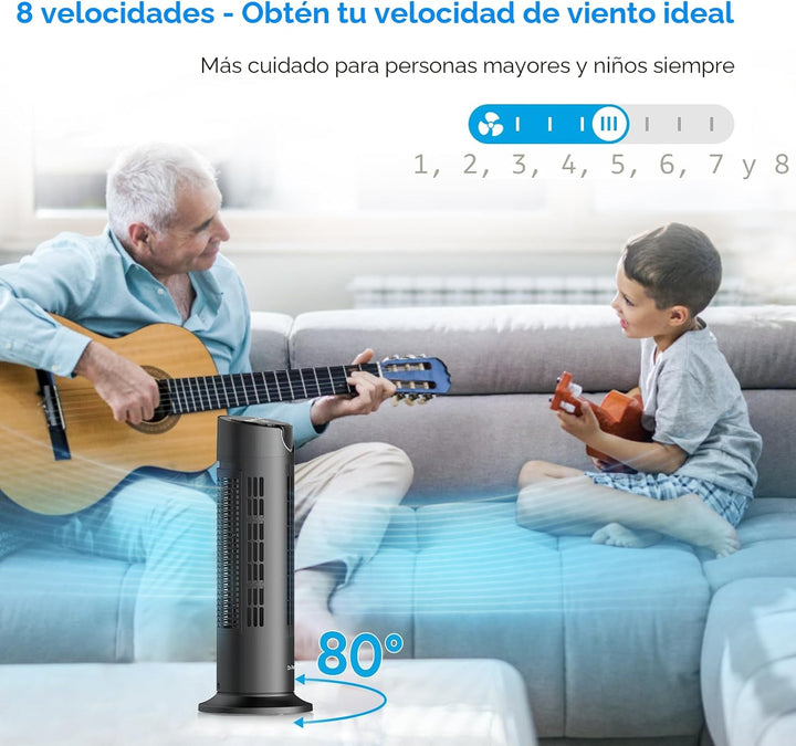 DR.PREPARE Ventilador de torre para dormitorio, ventilador silencio...