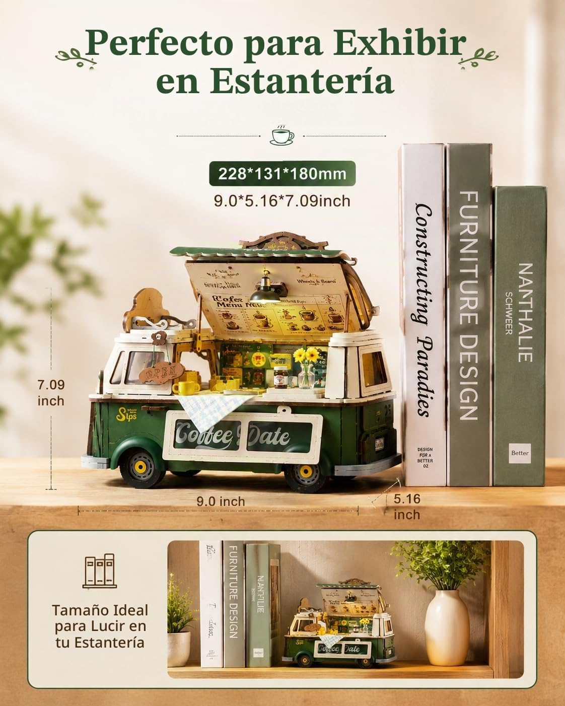 Rolife Kit de casa en miniatura para bricolaje, camión de café